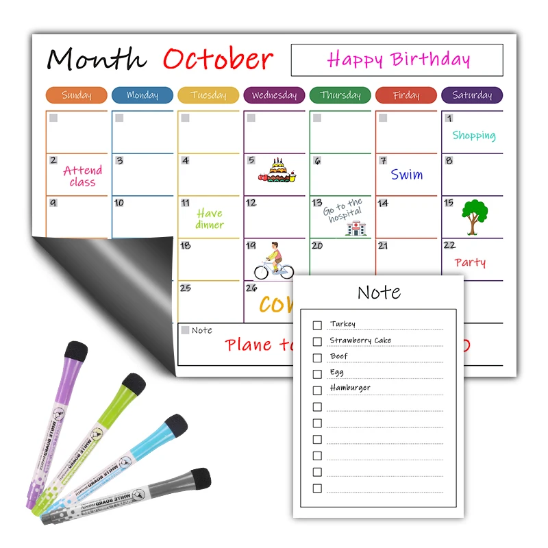 Unique meal planner magnetic magnet fridge planner dry erase removable magnetic monthly weekly planner for kitchen