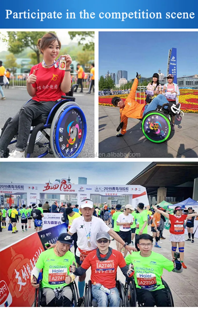 Aluminum Alloy Disabled Lightweight Folding Manual Sports Active  Wheelchair Sports Wheelchair 24 Inch Rear Wheel Tire