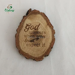 Laser engraved wood slice souvenir wood fridge magnet