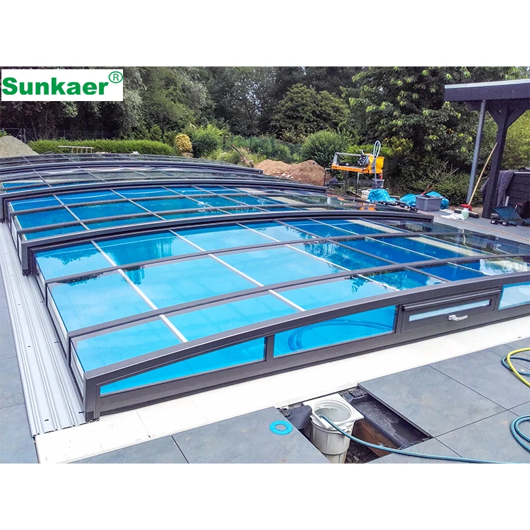 Multifunctional outdoor runroom pool enclosures folding pool enclosure polycarbonate pool cover retractable