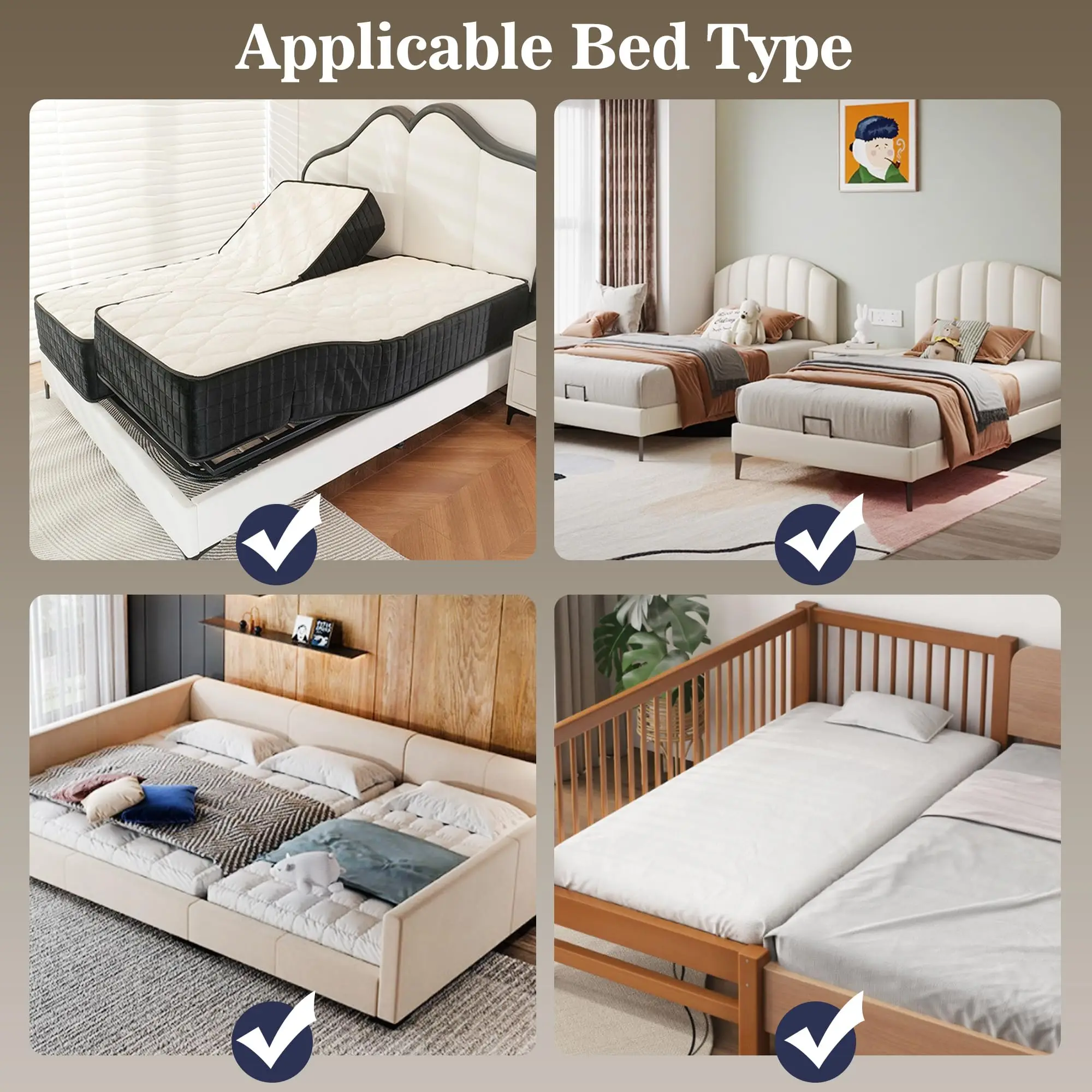 Foldable Bed Bridge Converter Twin to King Size Memory Foam Waterproof Mattress Gap Filler for Home Living Room Use