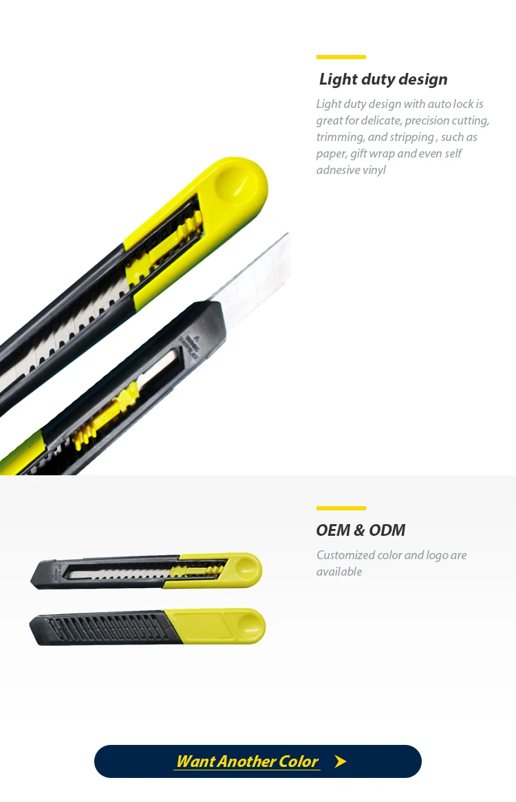 economic cutter plastic case utility knife snap-off knife box opener 18mm