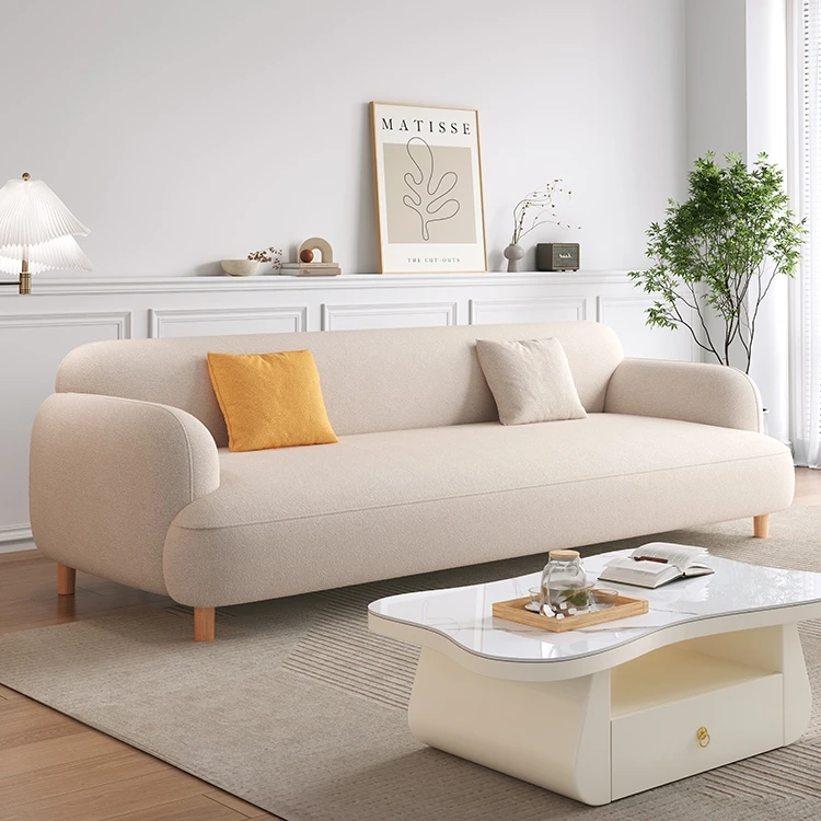 Cream style Nordic 3 seat Design Sofa Simple Living Room Teddy Fabric Leisure Sofa Couch Apartment Mini sofa furniture