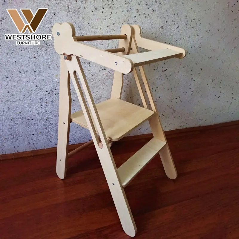 Wooden Montessori Folding Kitchen Helper Tower Kitchen Step Stool Toddler Safety Stool Adjustable Learning Tower For Toddlers