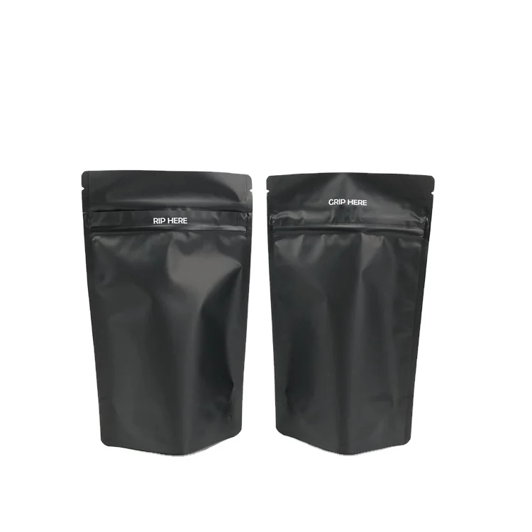 matte black stand up child resistant bag smell proof gummies candy cookies stand up mylar childproof ziplock pouch