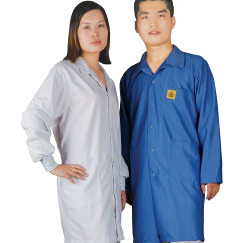 ESD Anti Static 98%polyester +2%carbon 5mm Diamond Knitted Customized Clothes Esd Antistatic Coat Smock