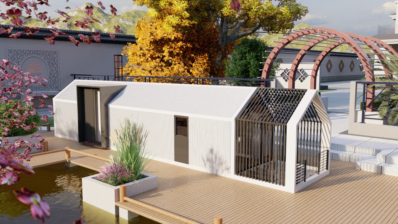 CDPH portable prefabricated tiny home prefabricated warehouse steel structure solar panel system A shape space frame home