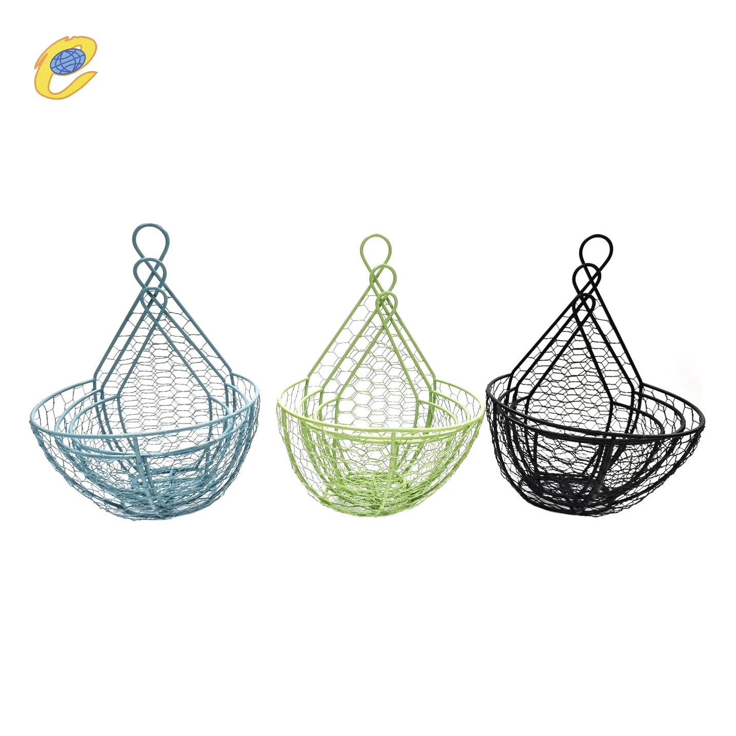 Metal Wire Fruit Basket Wall Mounted Hanging Baskets 3 pcs Set Storage Fruit Vegetables Use