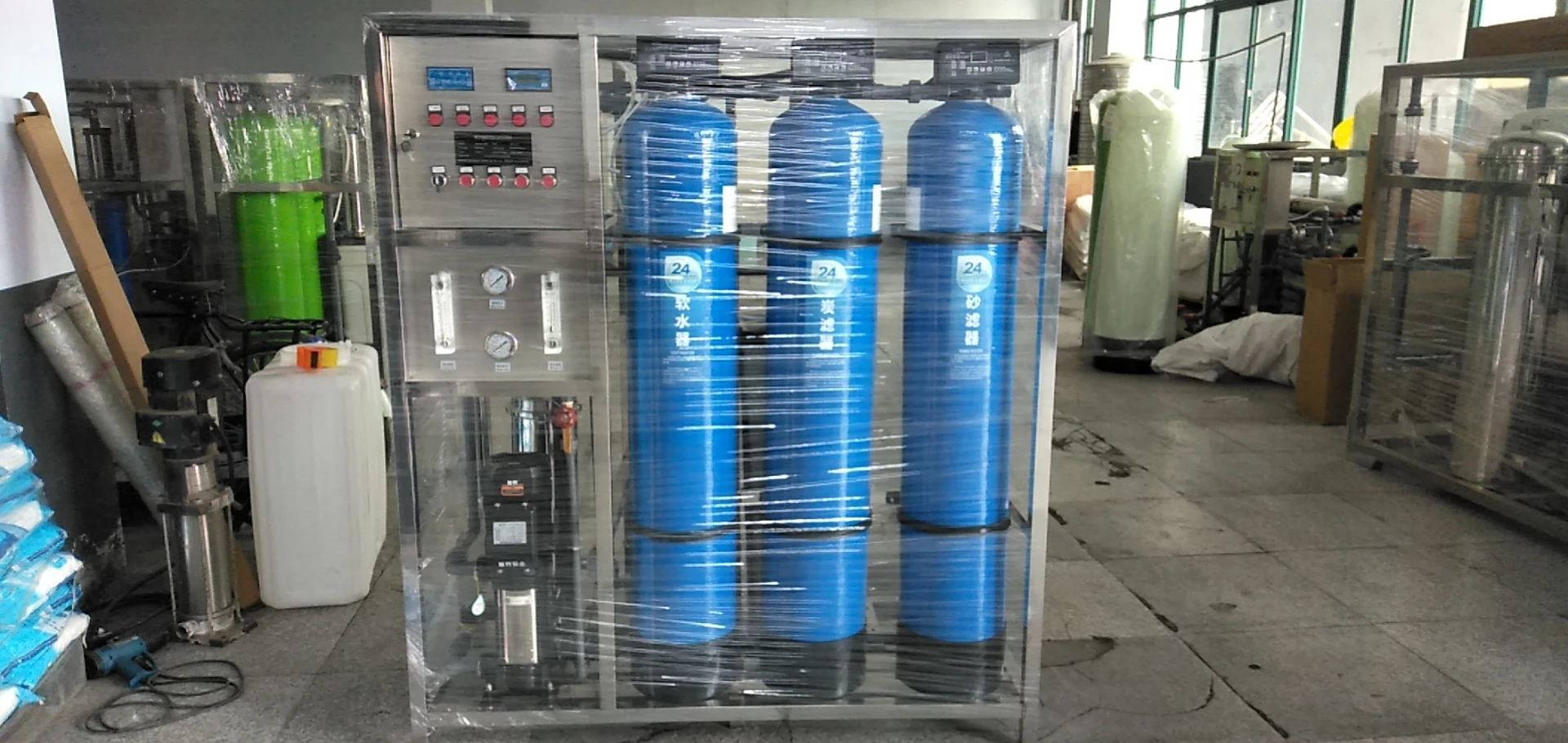 0.5t/h blue tank pure water treatment reverse osmosis equipment RO system
