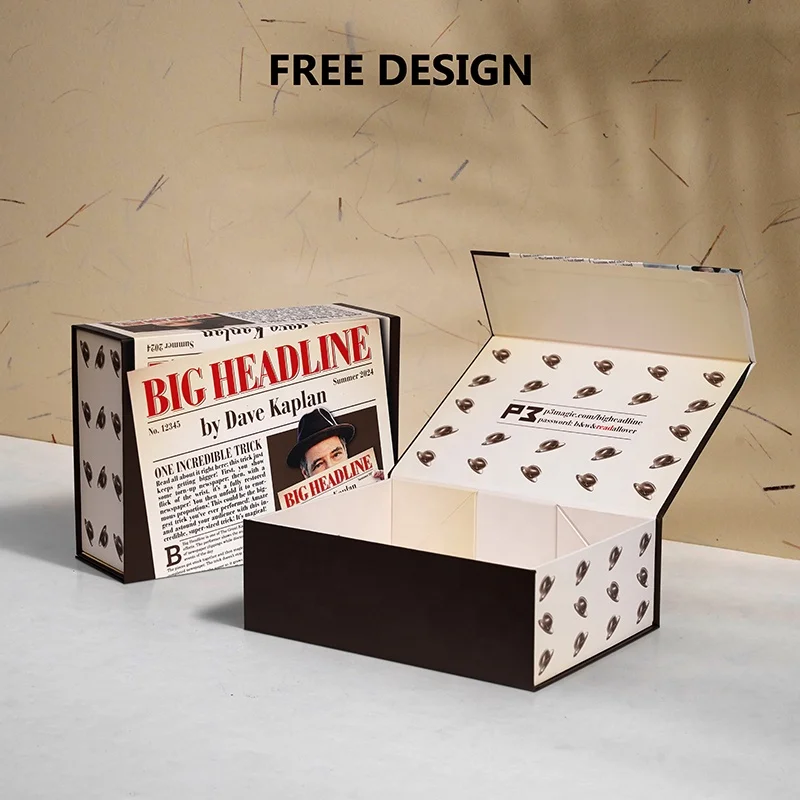 Customized Hard Cardboard Magnet Closed Folding Box Shirt Hair Jewelry Cosmetic Package Recycled Collapsible Box Matt Lamination
