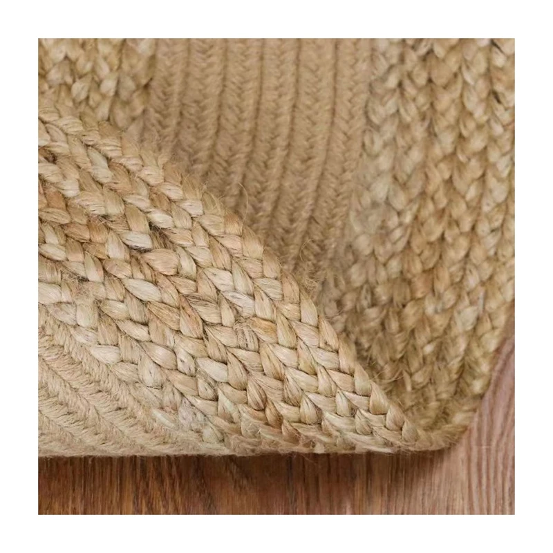 Hand braided natural thick round jute rope mat rug ,circle braided hemp jute weed mat rugs carpets