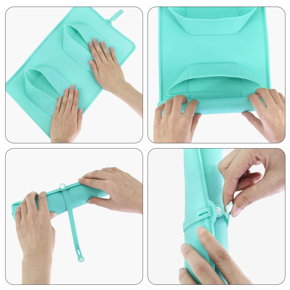 Wholesale New Foldable Dog Cat Food Feeding Mat Silicone Collapsible Portable Pet Feeding Mat With Bowl For Travel with Pet