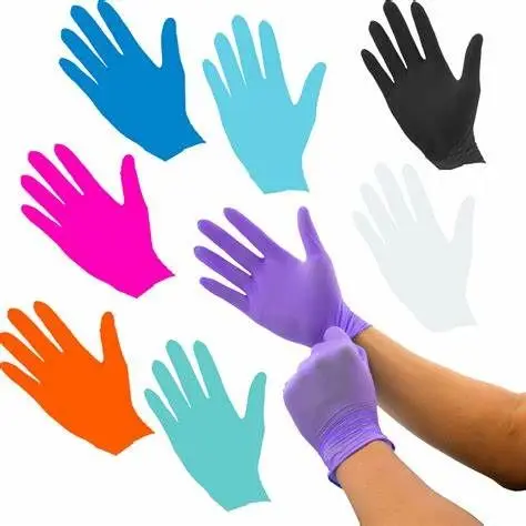 White Black Pink Purple Blue Disposable Nitrile Exam Gloves Latex/Powder Free for Beauty Salon