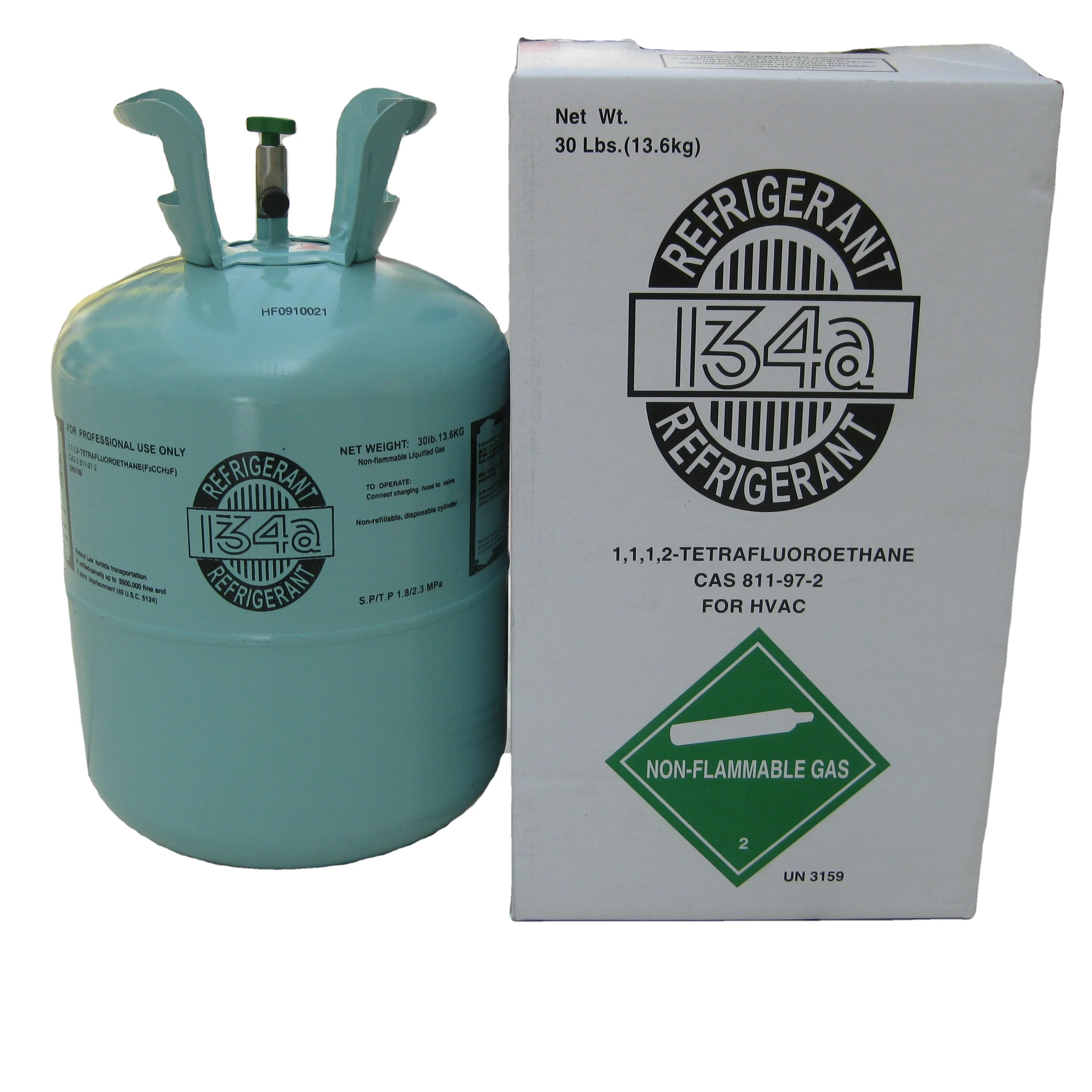 High Quality R134a 99.9% Purity 30lb Cylinder 13.6kg R134a Refrigerant Gas