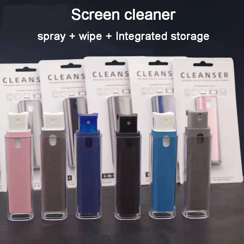 OEM digital device tablet touch screen cleaner spray portable 2-in-1 mobile phone cleaner microfiber cleaner spray