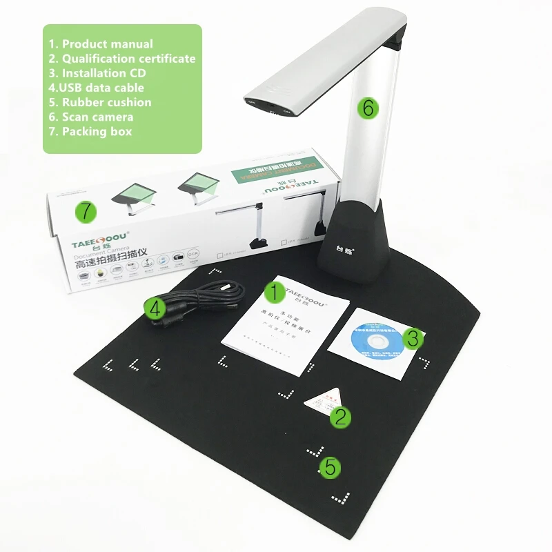 USB OEM A3 fixed focus Portable book Document Camera Scanner 8MP for office document scanning