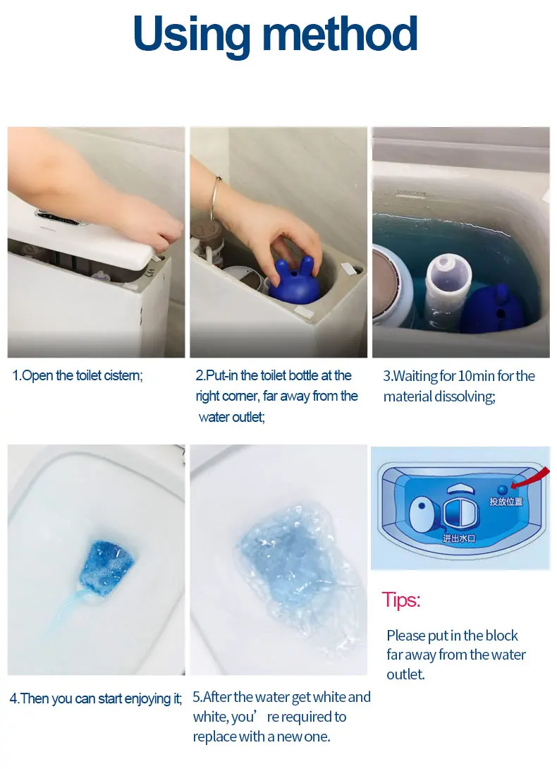 toilet bowl fresh flushes Clean & Deodorizes toilet bowl cleaner bottle glass jar last 3 month