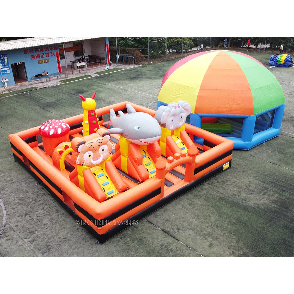 17x9m commercial grade giant inflatable playground with ball pit for outdoor kids theme fun park with supervisor tent