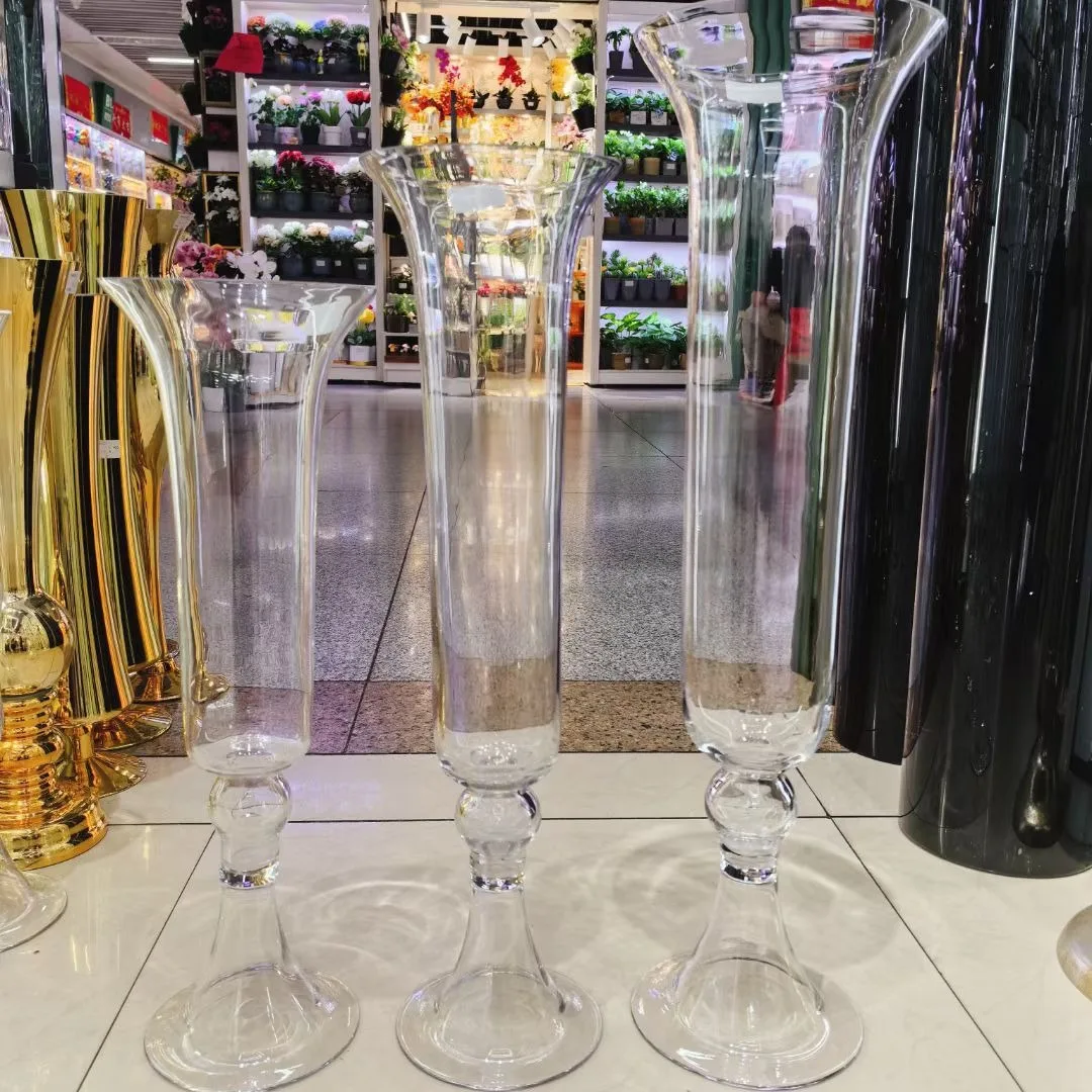 Bouquet Hotel Hall Events Party Table Center Pieces Clear Flower Arrangement 25.5 Inch Large Glass Vases