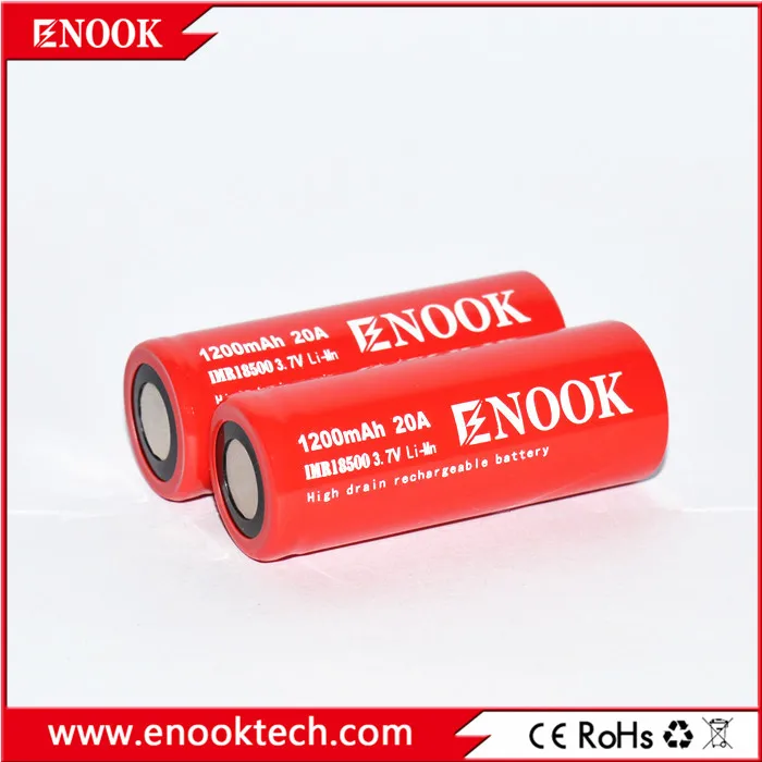 Заводская цена Enook 18500 1200 мАч 20A 3 7 V литий-ионный аккумулятор В 2000 для фонарика