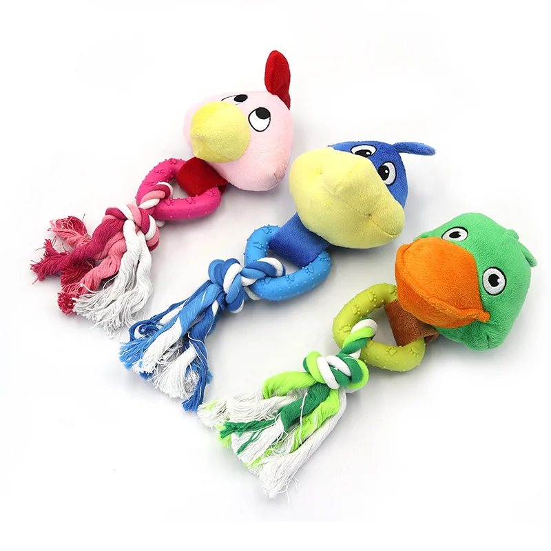 Wholesale dog toys plush TPR cute toy chewing rope interactive toy
