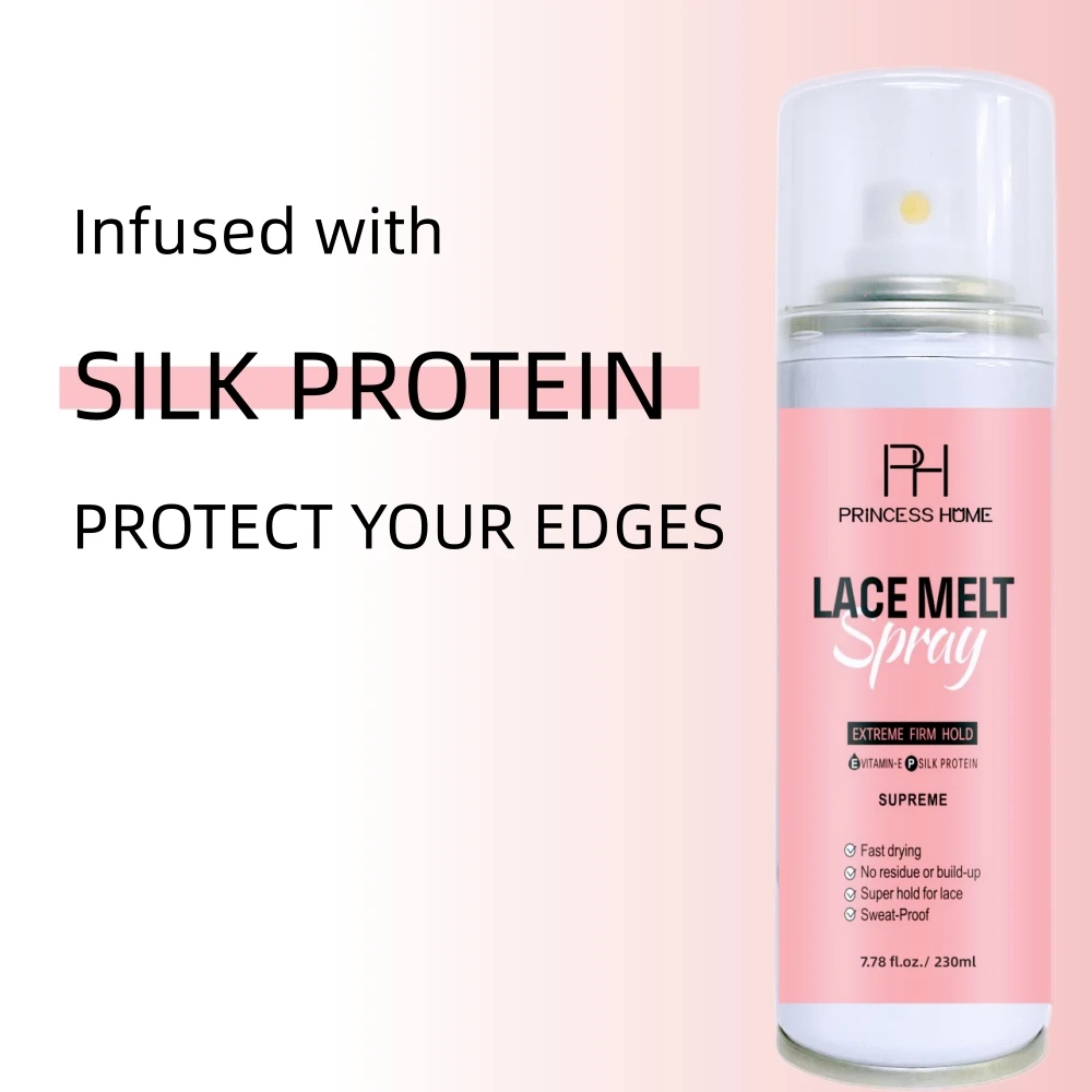 230ml Aerosol Tank Pink Bottles Private Label Strong Hold Waterproof Lace Glue Wig Adhesive Melting Spray