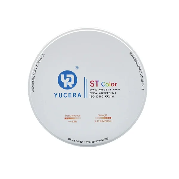 Yucera стоматологический керамический cad cam ST цветной циркониевый блок открытая система 98 мм с CE и ISO
