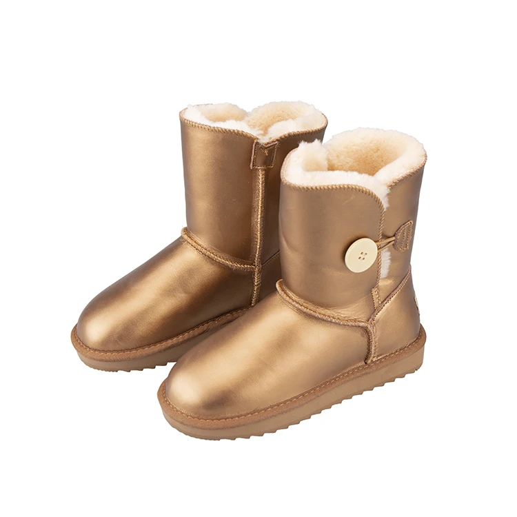 Fuzzy Waterproof Half Boots Platform Fur Button Snow Boots Warm Shoes for Women