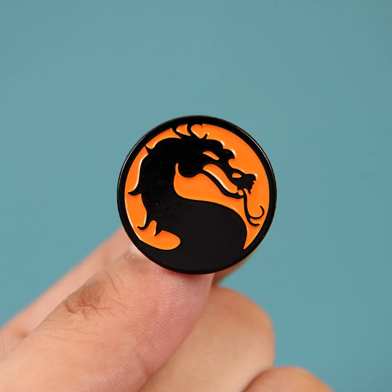 Movie Mortal Kombat Symbol Dragon Metal Badge Enamel Brooch Pins for Fans Gift