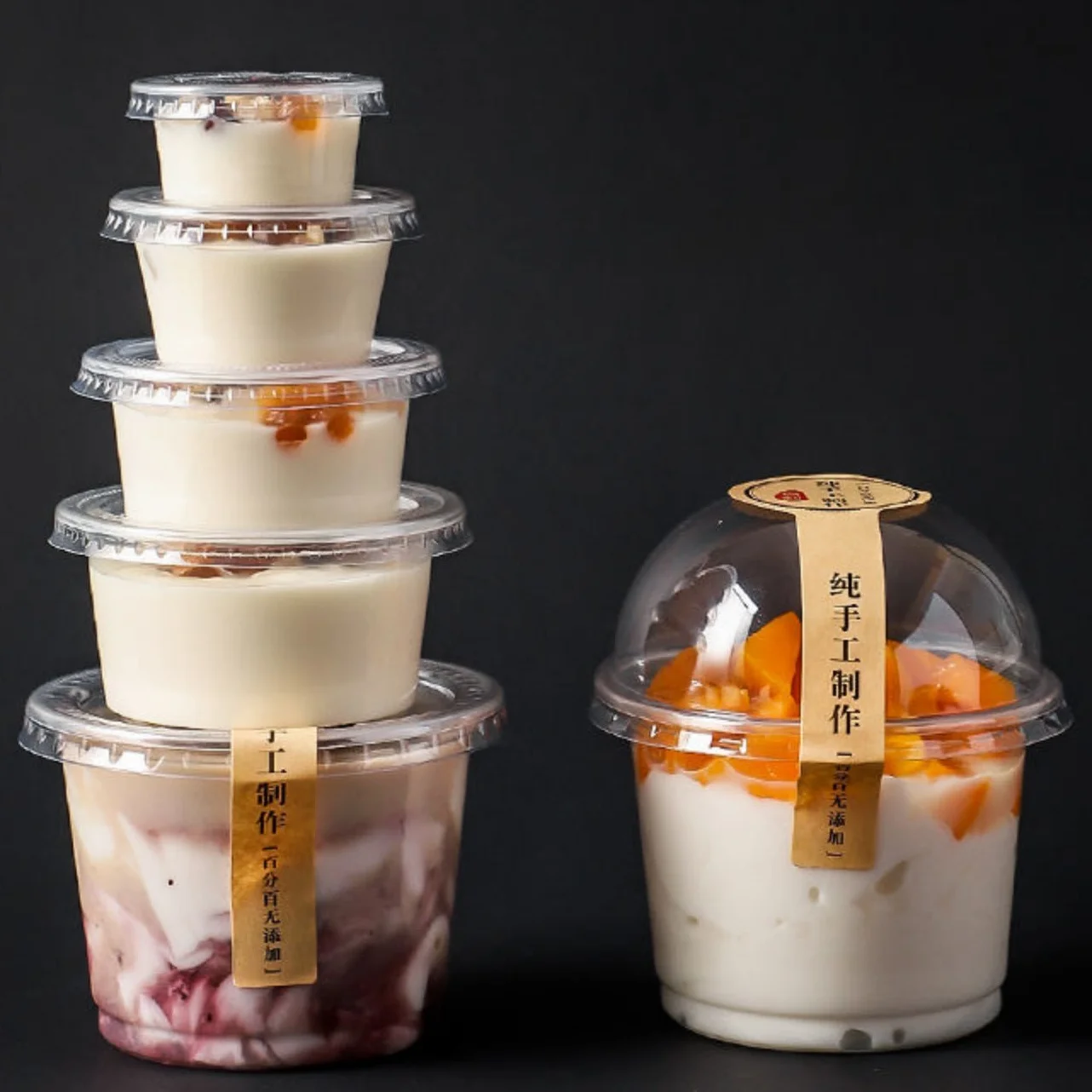 Logo Printed Dessert Yogurt High Clear PET Plastic Ice Cream Cup Packaging Cup With Lid