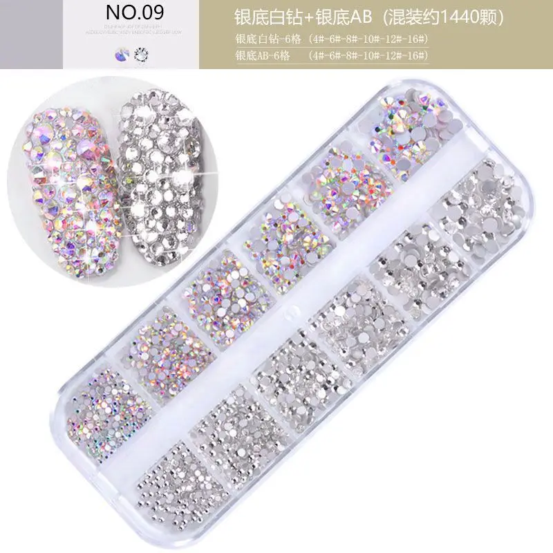 Rhinestones Nails Flat-back AB Crystal Strass 3D Charm Nail Art Decoration Accessories gem for Nails manicure NA053