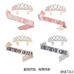 Birthday Girl party etiquette belt Birthday Queen Shoulder strap birthday crown ornament