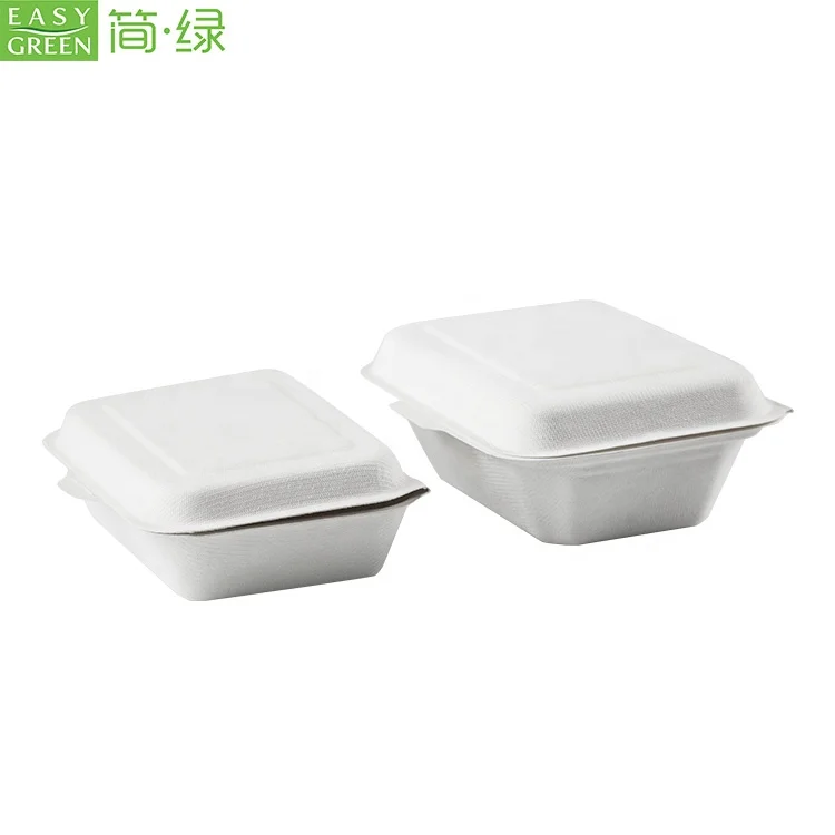 Easy Green 450ML Sugarcane bagasse Clamshell packaging Biodegradable food container