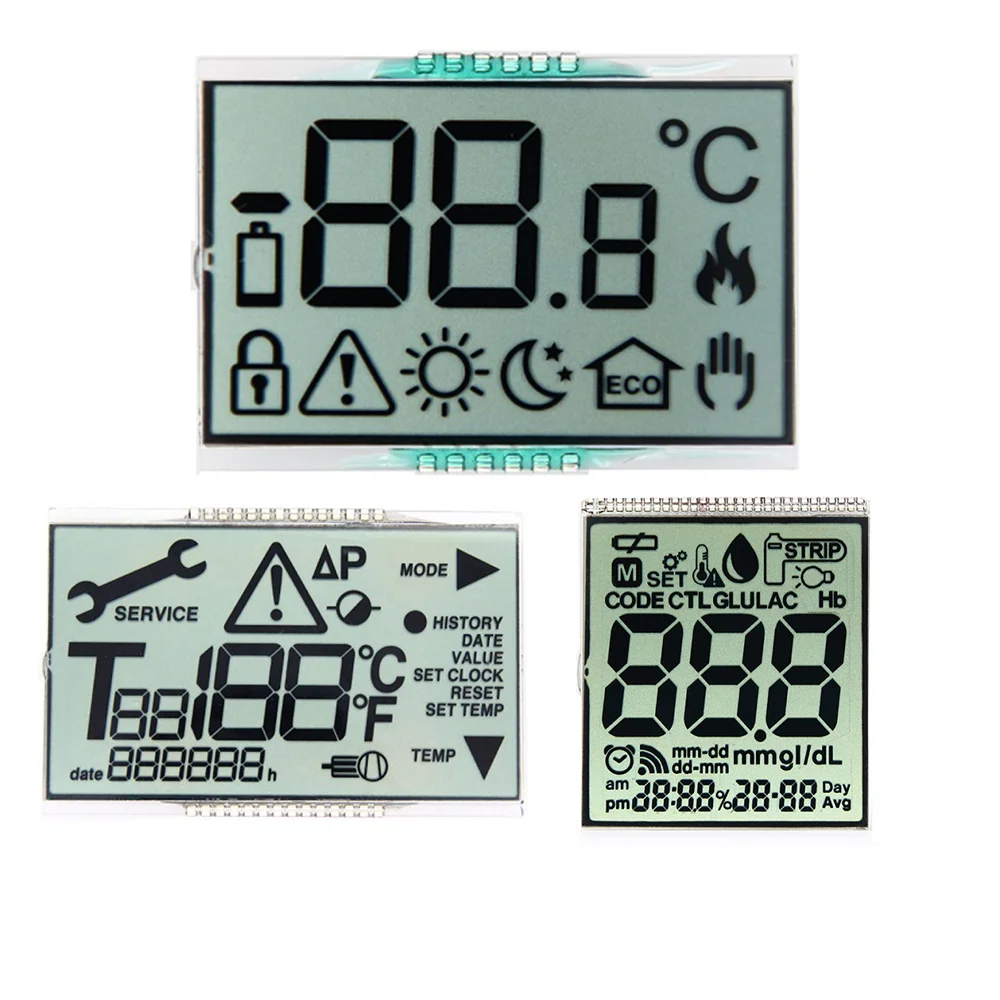 Manufacturers ODM OEM Monochrome  2 3 4 6 digit  7 Segment TN Custom Segment LCD Display Module LCD Screen with Backlight