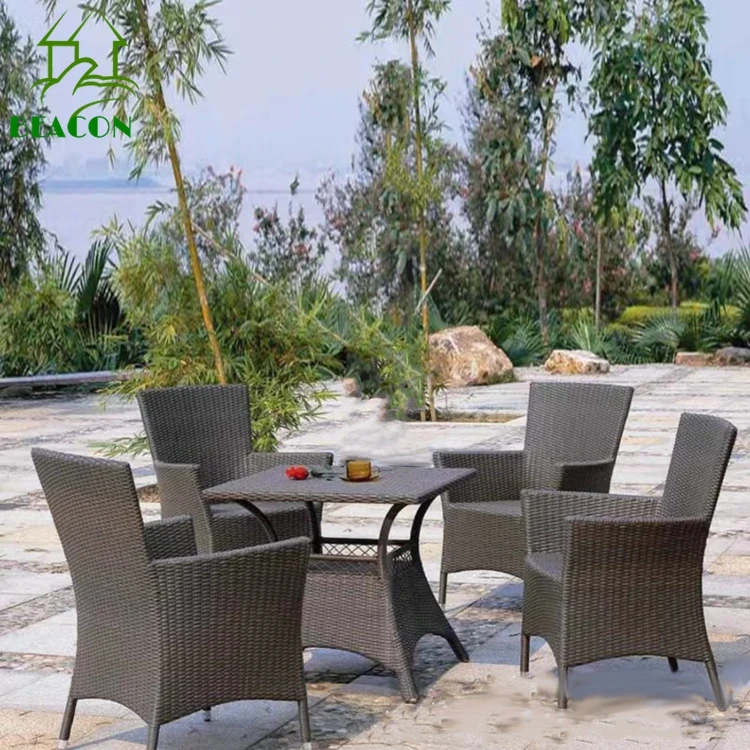 Luxury nordic garden table rattan chair contemporary outdoor garden dining table set