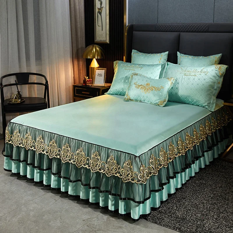 Elastic Belt Bed Skirt Set Home and Hotel Bed Skirt Covers Washable King Queen Dorm Single Bed skirt