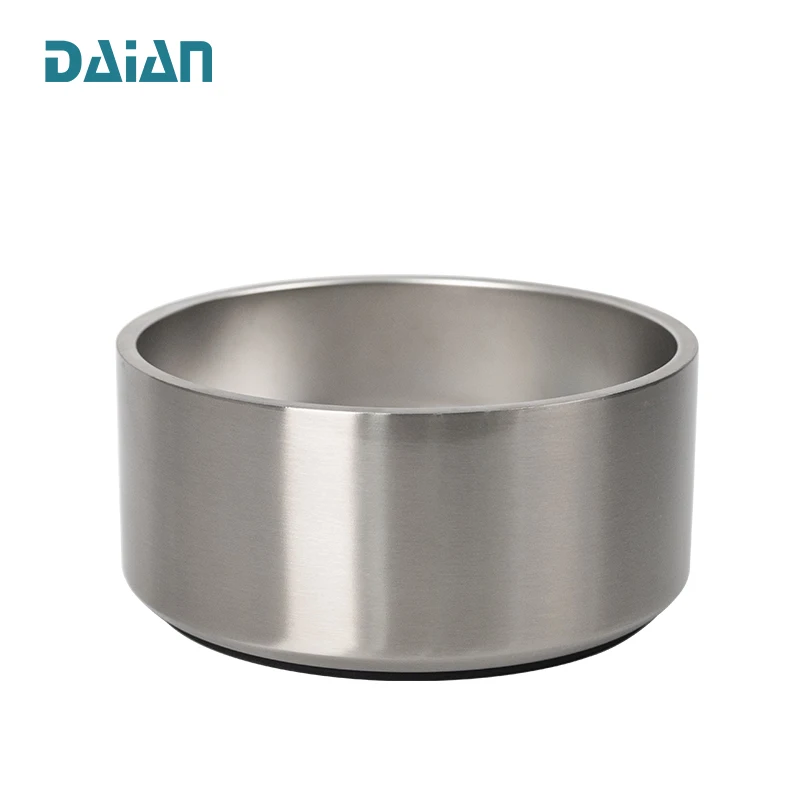 Кормушка для домашних животных с логотипом на заказ, миска для кошек с двойными стенками из нержавеющей стали, миски для собак с нескользящей Силиконовой основой