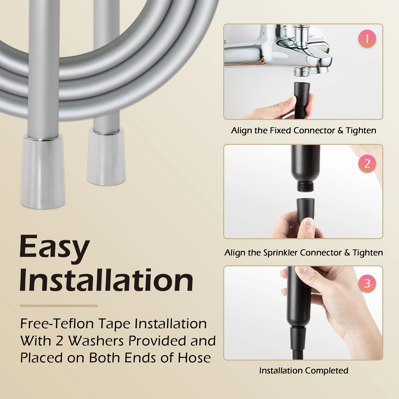 79 Inches Kink-free Anti-Explosion Silicone Shower Hose for Shower Head