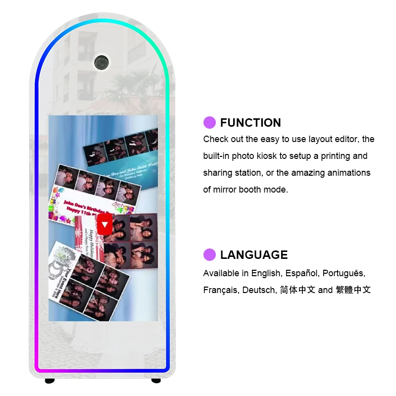 Christmas Party Supplies Photo Machine Foldable Mirror Photobooth Dslr Camera Selfie Booth Photo With Flight Case