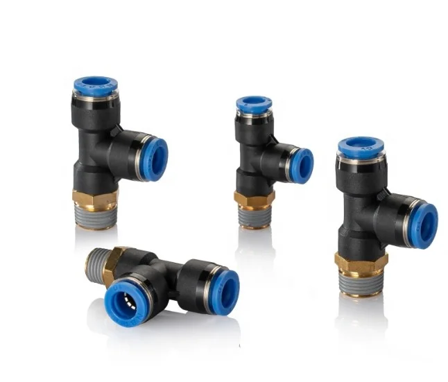 Push to Connect Metric Inch Size  Male Branch Tee Pneumatic One Touch Fitting by NBPT