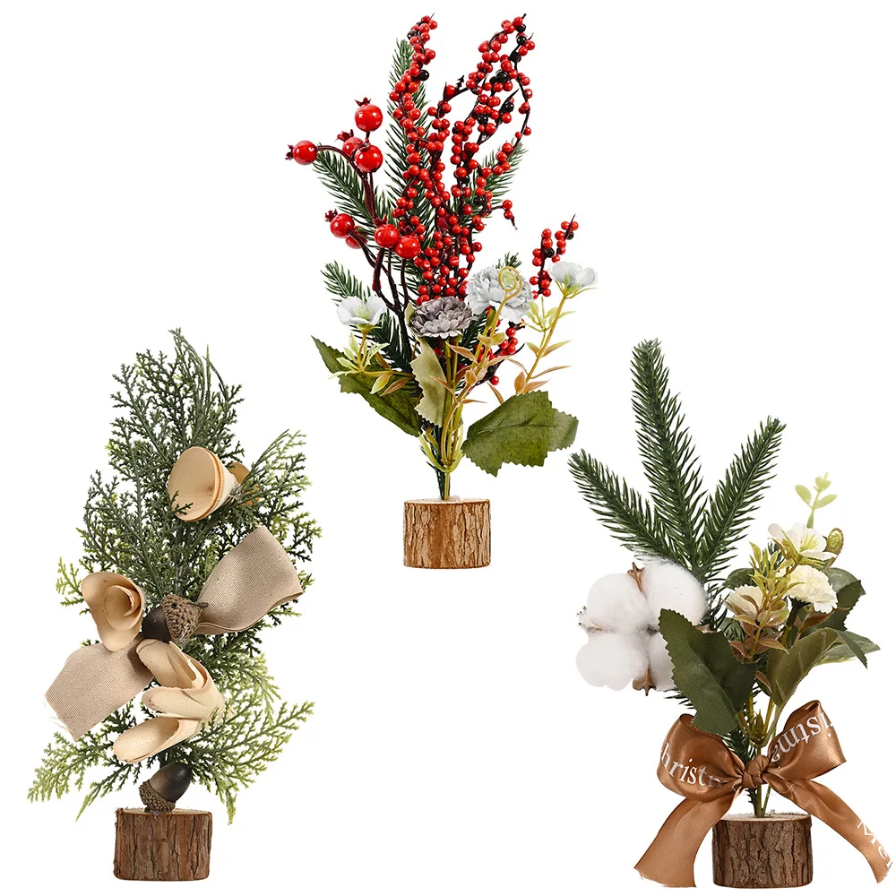 HB-401 Artificial Mini Christmas Tree with wood bases