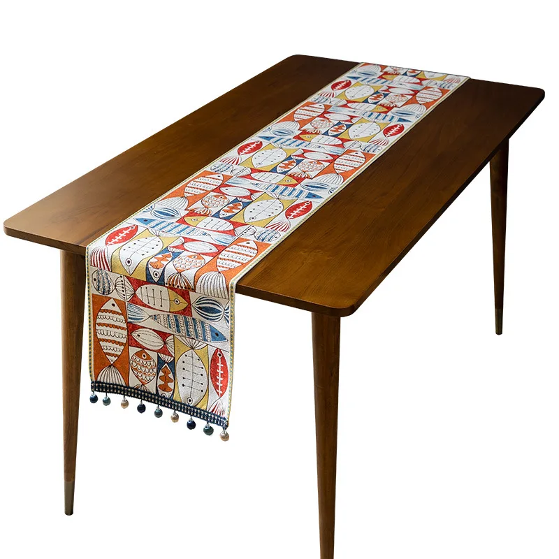 Christmas And New Year Chenille Tassel Custom Polyester Tablecloth For Household Use