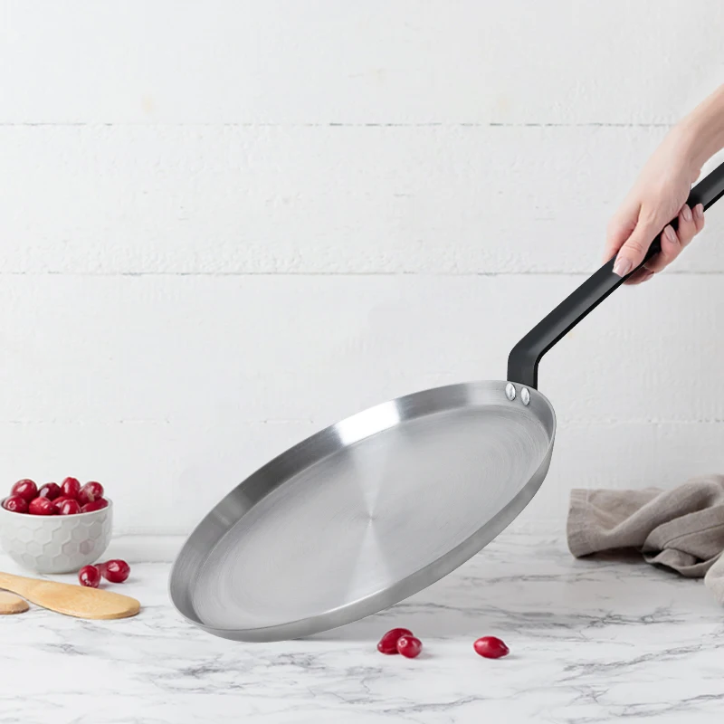 New Customizable Diameter 24cm Carbon Steel Grill Pan Steak Frying Pan 1.6mm Thick round Fry Pan for Restaurant Hotel Use