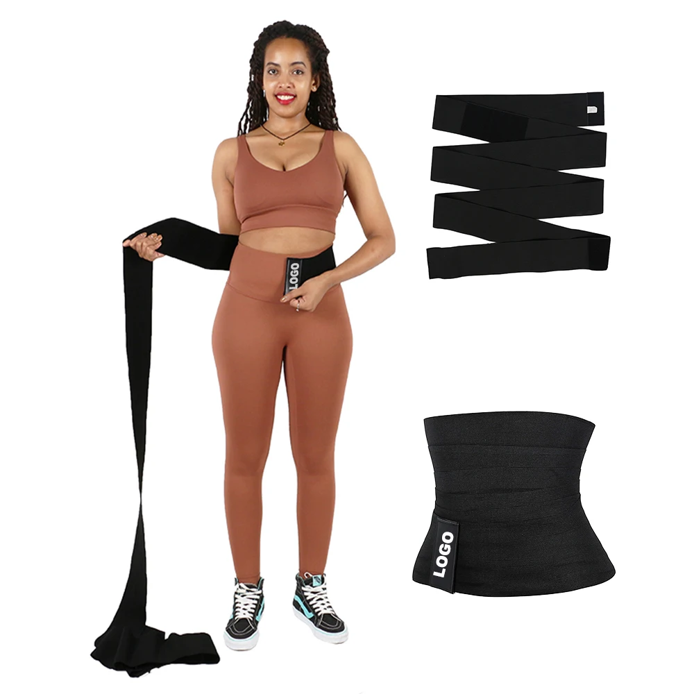 NANBIN Custom Logo Tummy Wrap Belly Binding Wrap Sauna Bandage Wrap Stretched Latex Waist Trainer Belt for  Women