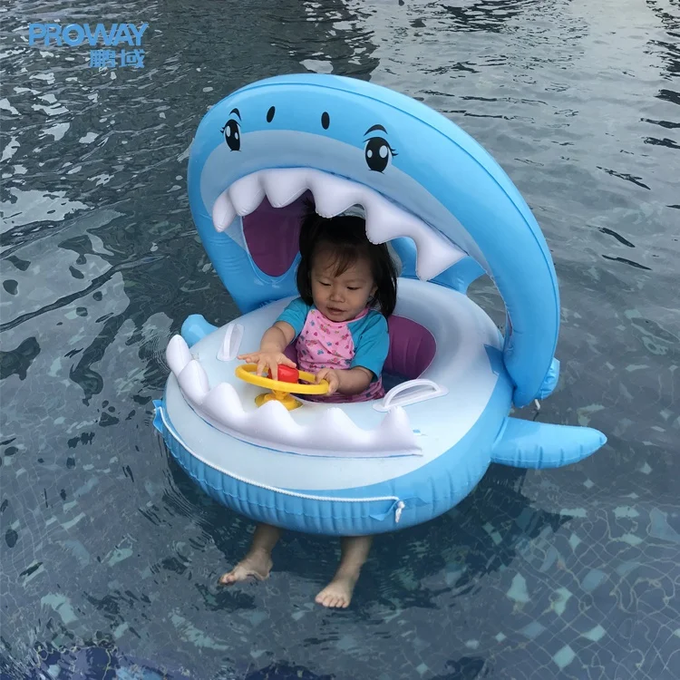 Baby Pool Float Sunshade Swan Shark Baby Float Toy Swim Seat Kids Floatie Pool Kids Water Pool Toys