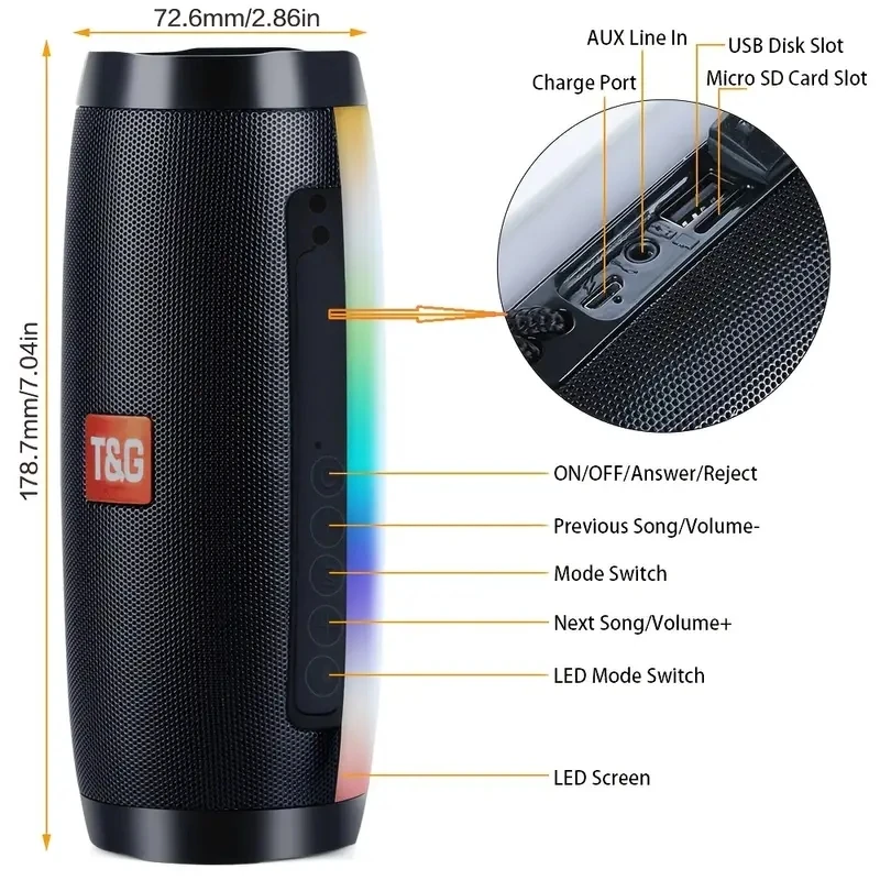Wholesale TG157 led flashing bt speaker 1200mAH full range hybrid vibration sound waterproof portable outdoor wireless speaker
