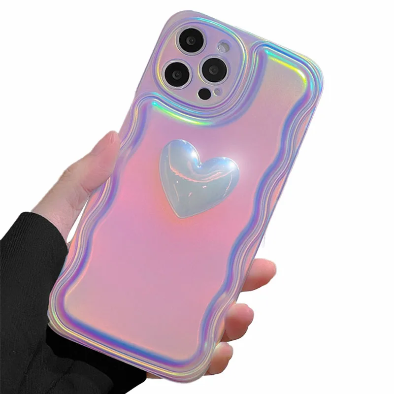 Simple 3d Laser Love For iPhone 15 Pro Max 14 plus Sublimation Blank Of Phone Case For IPhone 11 New 13 pro 12 shockproof Cases
