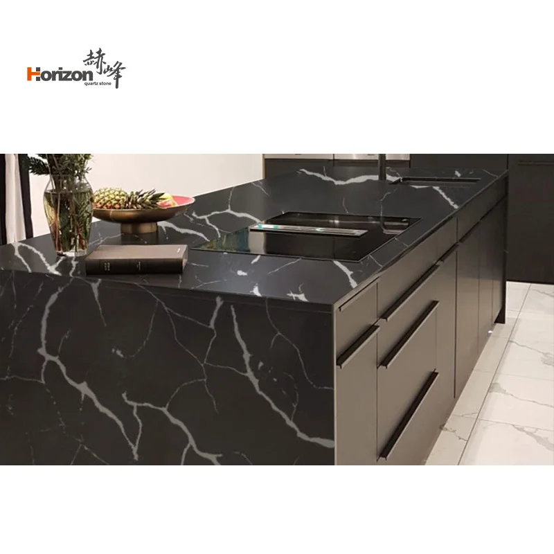 Horizon black Calacatta quartz stone slabs quartz for kitchen artificial quartz slab countertops