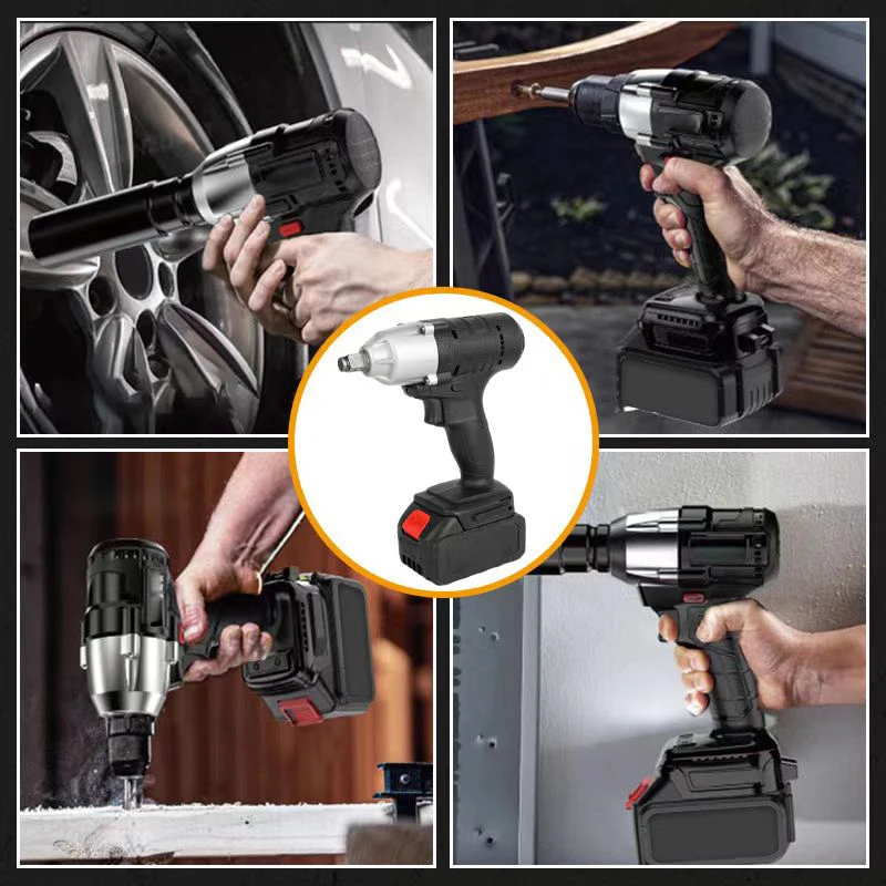 Electric Impact Wrench Rechargeable Battery Powered Torque Wrench Cordless Power Impact in Car Repair