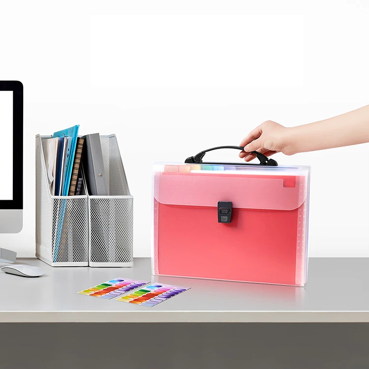 Wholesale Office Stationery Handbag Folder A4 Document Cover 13 Pockets Portable Expanding File Folder Organizer Bag with Handle